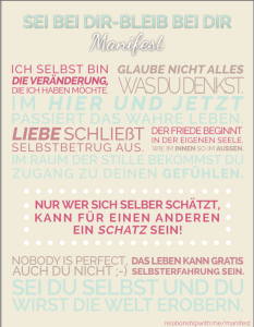 Sei bei dir- bleib bei dir Manifest 3